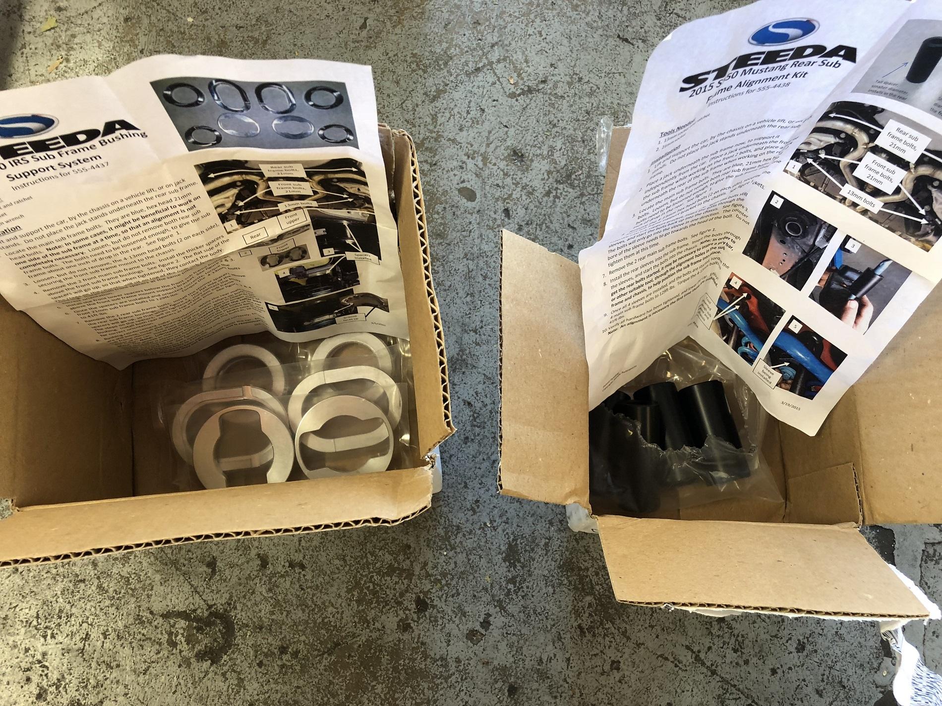 Steeda Subframe bushing and alignment kit.JPG