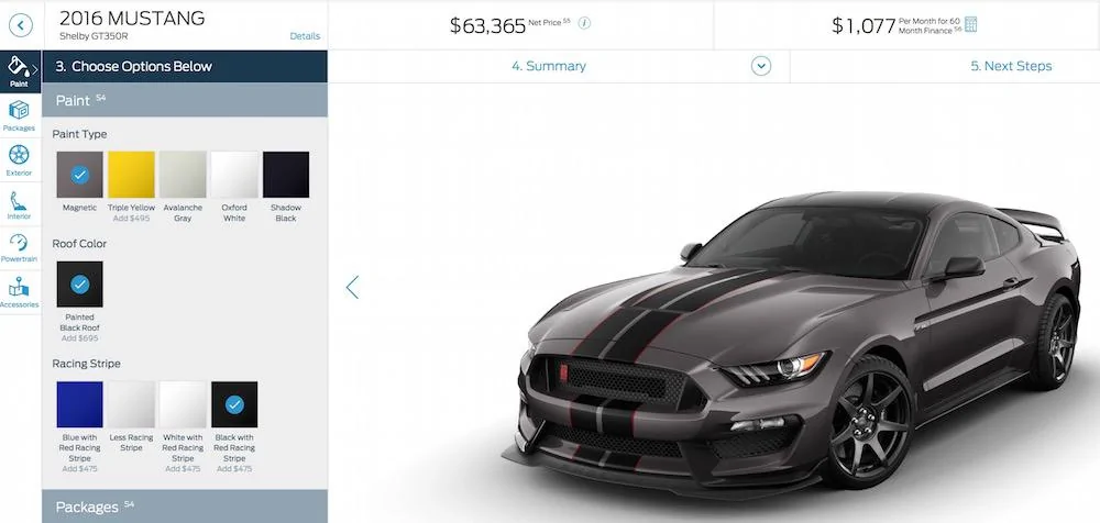 2016 Shelby GT350 Configurator Build and Price.webp