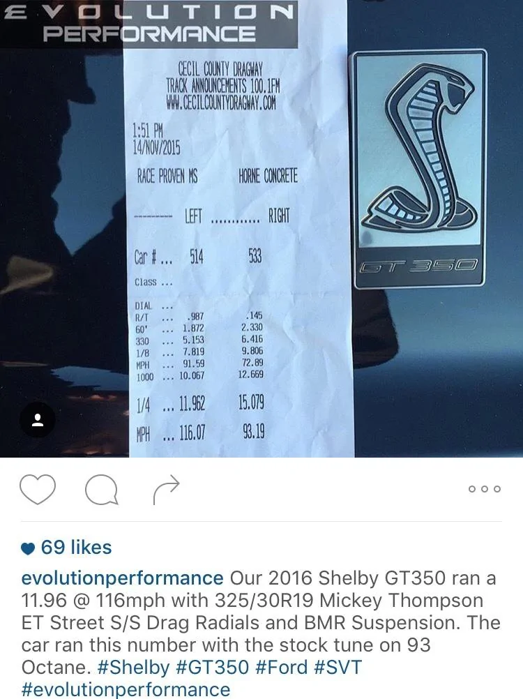 2016 Shelby GT350 Mustang Evolution Performance Quarter Mile 11s.webp