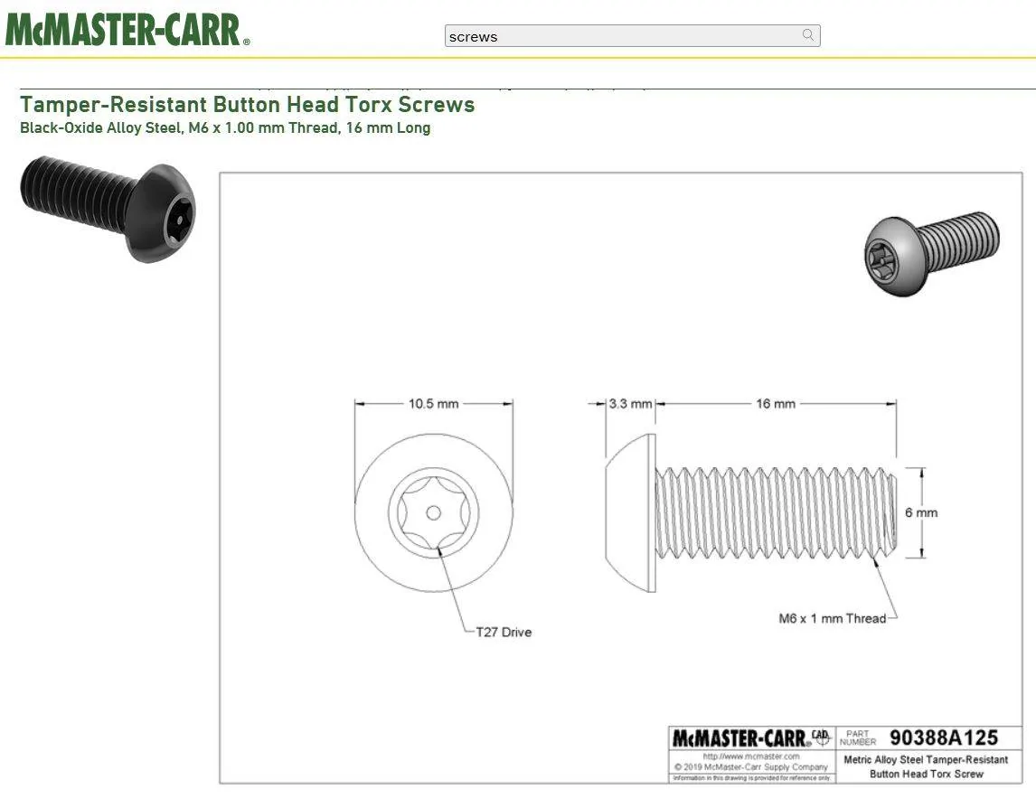 z Tamper resistant M6 screw for Gurney flap.webp