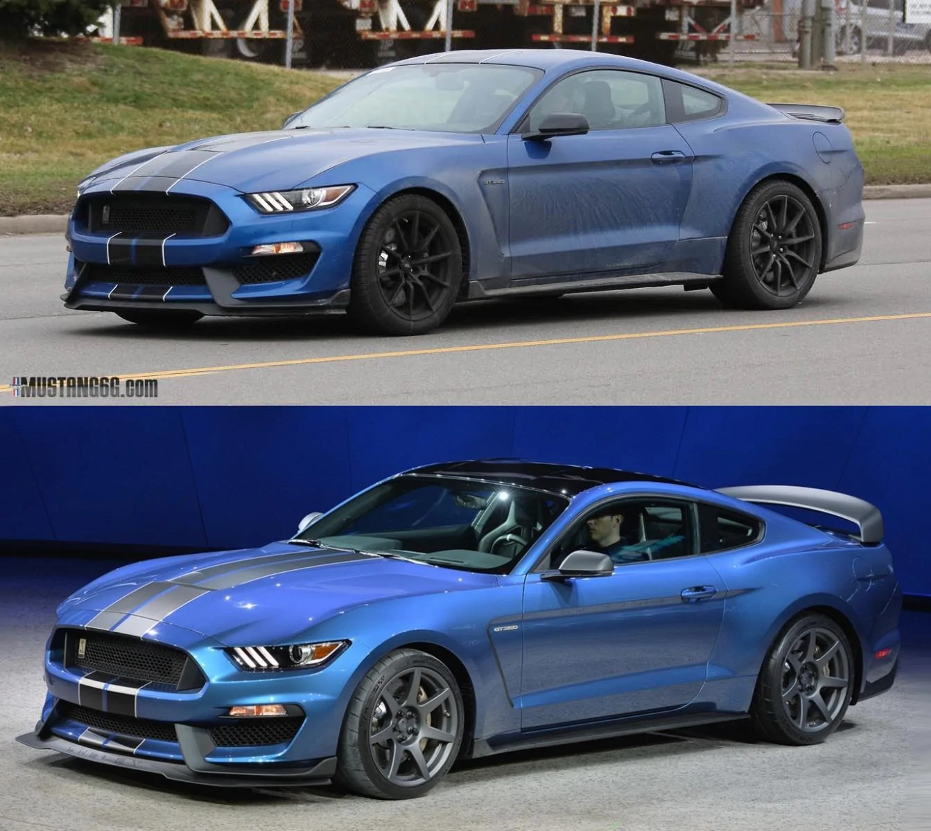 2017 GT350 Lightning Blue and Liquid Blue Comparison.webp