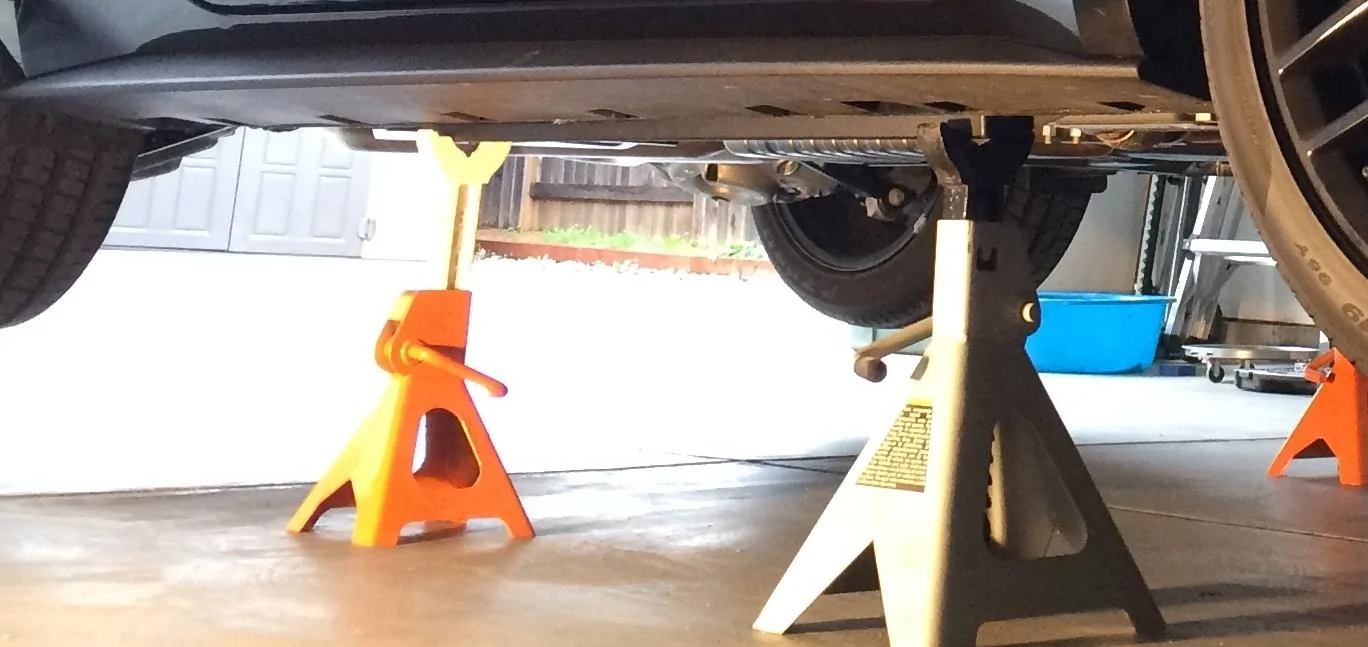 Stang on jackstands - closeup.webp