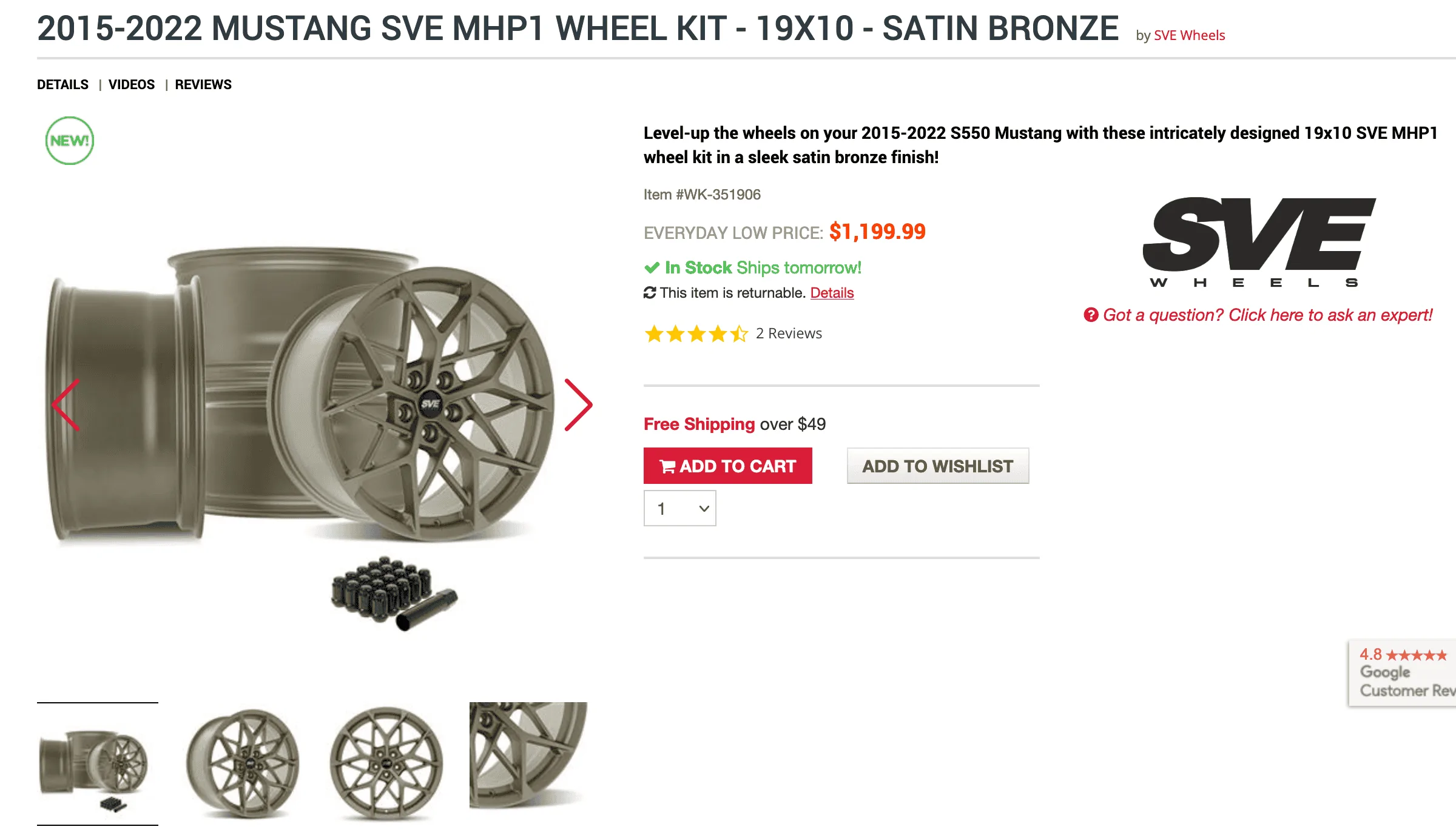 Screenshot 2022-07-19 at 13-06-43 SVE Mustang MHP1 Wheel Kit - 19x10 - Satin Bronze (15-22) S550.png