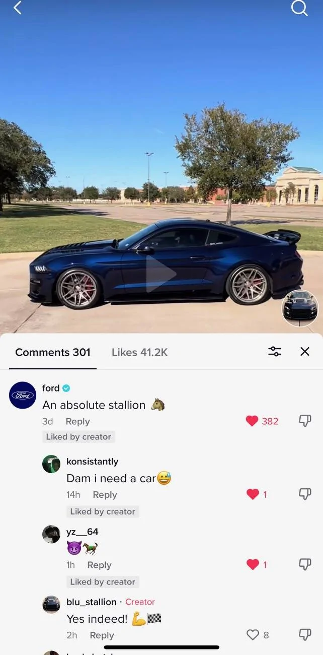 TikTok post Ford comment.webp