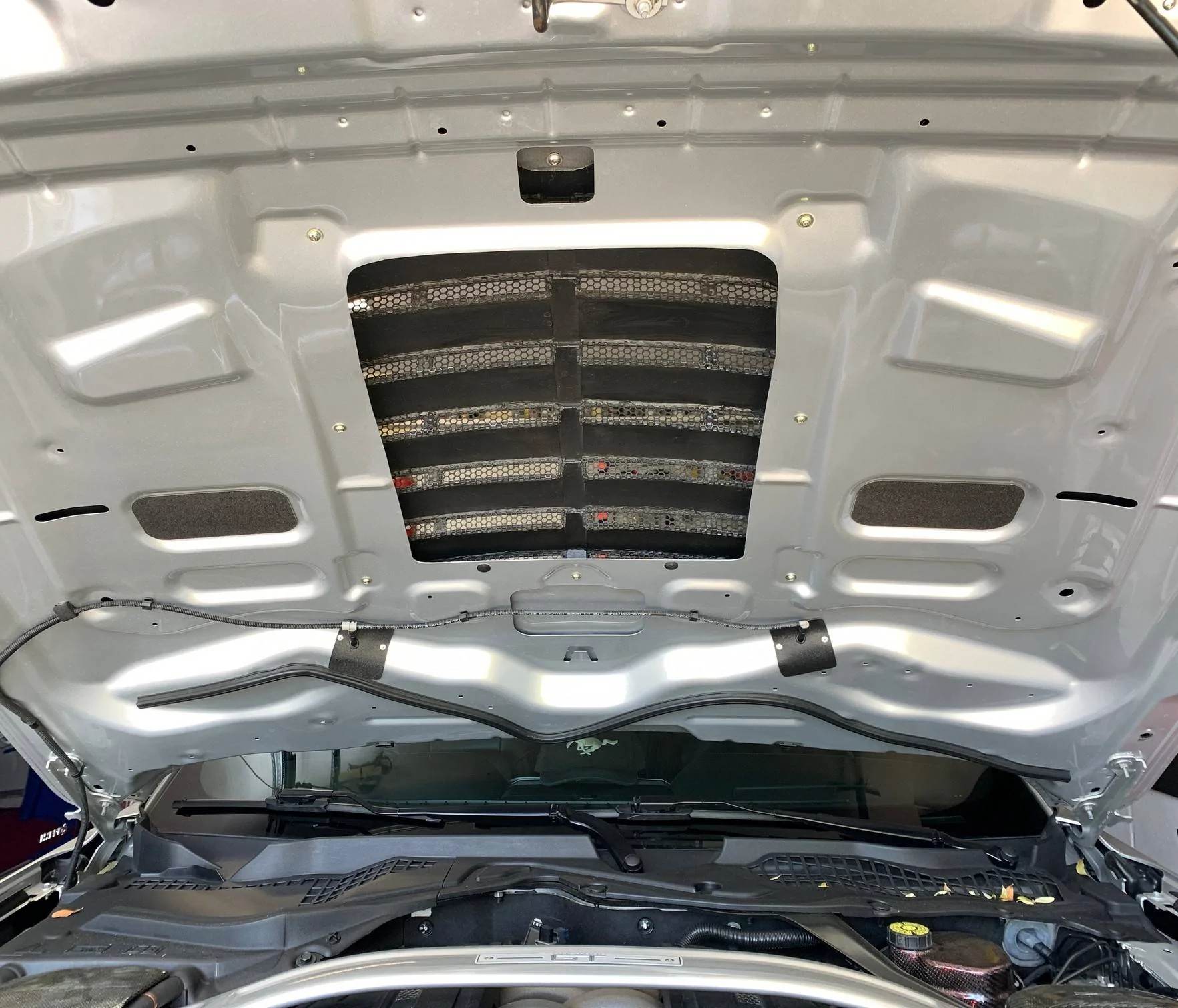 MP Concepts GT500 Style Hood with Honeycomb Grill and Significant Sheet Metal Cutout.webp