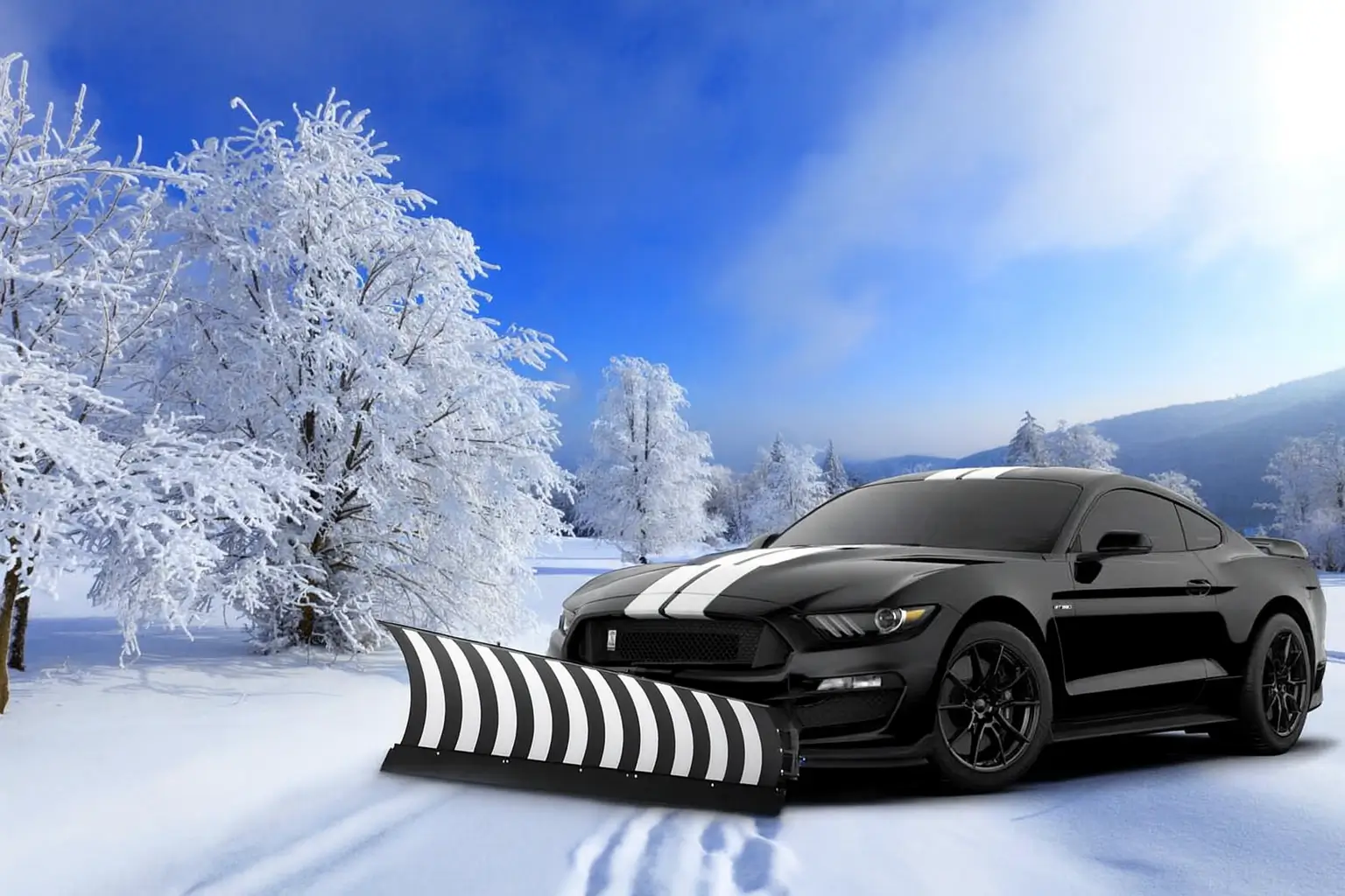 a black Ford Mustang.webp