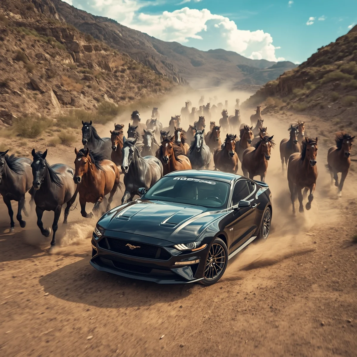 Lucid_Origin_A_herd_of_wild_Mustangs_with_shiny_brown_and_blac_0.webp