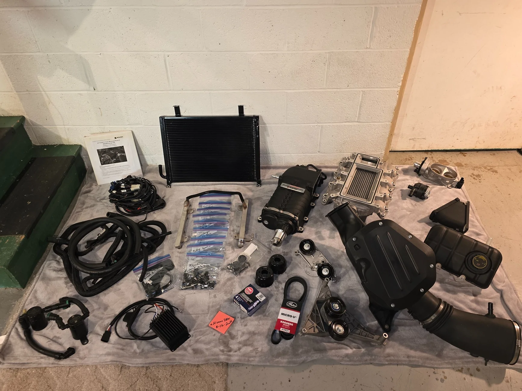 S650 Mustang Roush 422001 Supercharger Parts, CAI, Injectors, Fuel Rails, Throttle Body, BaP and Pulley. {filename}