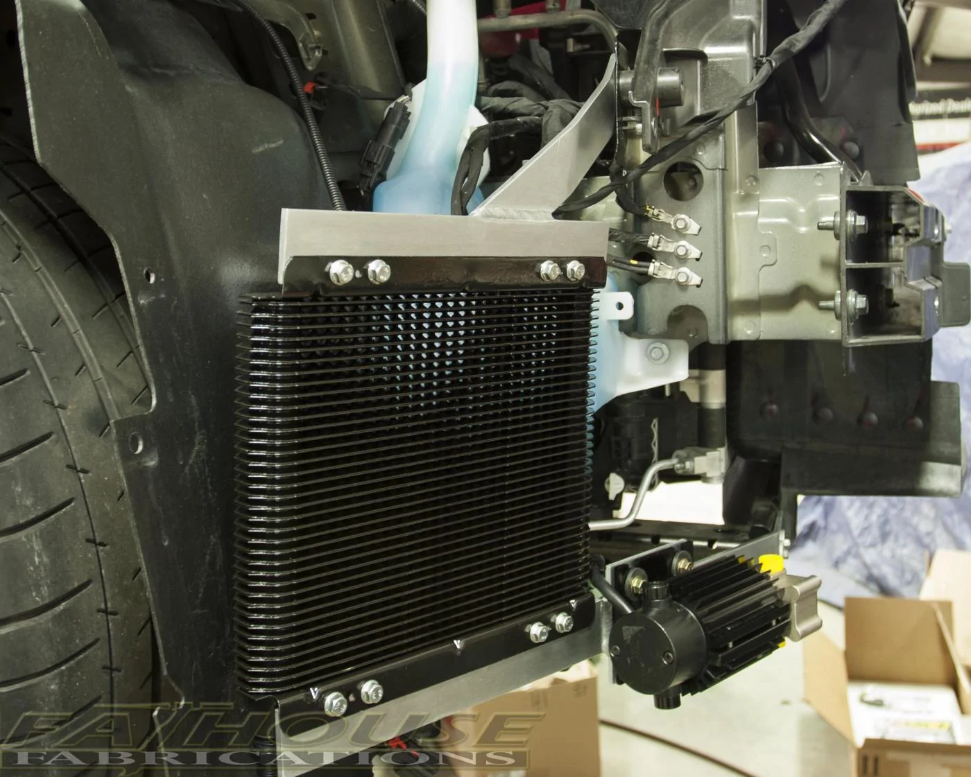 GT350 Trans Cooler Mounted 2.webp