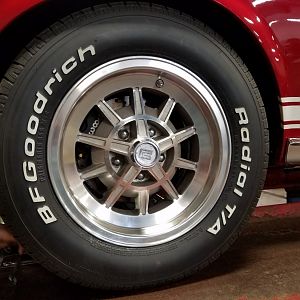 You can see the Wilwood logo behind these 15" 10 spoke Shelby wheels