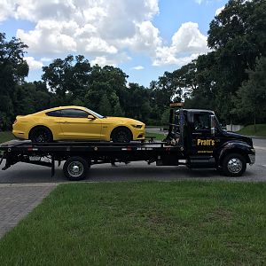 On a tow truck...