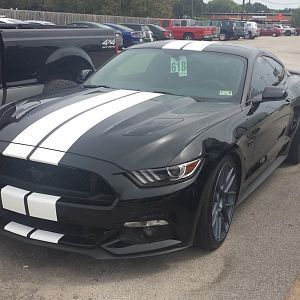 Black Mustang GT Premium:
Manual, Eibach Sportline Springs, Velgen VMB7 Wheels, Nitto Invo Tires, Bassani 3" Catback Exhaust, Steeda CAI