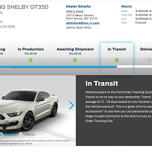 Cotus confirming the delivery of my GT350.