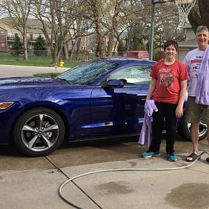 My son and I washing Blue Sue.